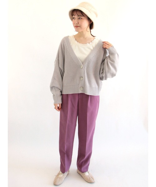 ehka sopo(エヘカソポ)の「レースクルーネック長袖カットソー(Tシャツ/カットソー・レディース・オフホワイト/ブラック/ピンク/グレー・フリ-)」の8枚目の写真