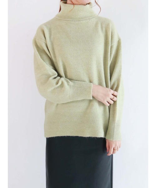 Te chichi（テチチ）の「天竺バックスリットタートルネックニット（ニット/セーター・レディース・ベージュ/グレー/ブルー/グリーン・ﾌﾘ-）」の3枚目の写真