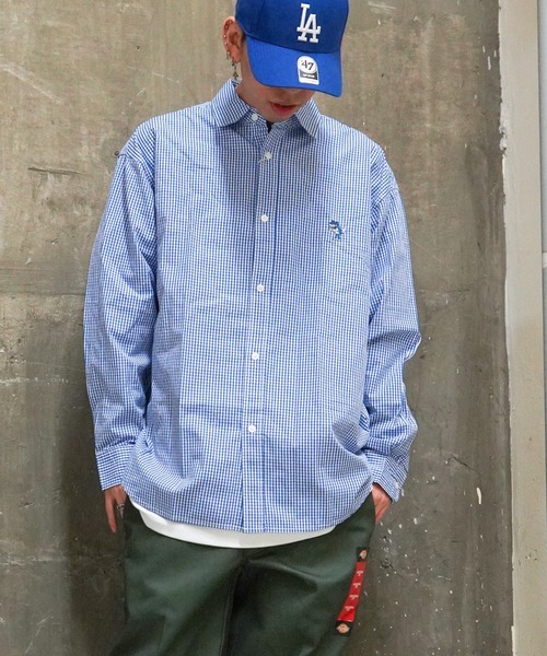 VENCEEXCHANGE（ヴァンスエクスチェンジ）の「【WEB限定】ブロードワンポイント刺繍ビッグシルエットシャツ　　カレッジ/オーバーサイズ/無地/切り替え/（シャツ/ブラウス・メンズ・ホワイト/ブラック/スカイブルー/ライトカーキ/クリアグリーン/ブルー/コーラル/その他31・M/L）」の6枚目の写真