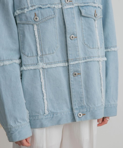 KBF（ケイビーエフ）の「パッチワークデニムジャケット（デニムジャケット・レディース・ブルー/ライトブルー・ONE）」の9枚目の写真