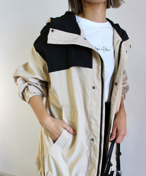 MLI'A（エムリア）の「配色／ブルゾン（ブルゾン・レディース・ブラック/ベージュ/カーキ・M）」の2枚目の写真