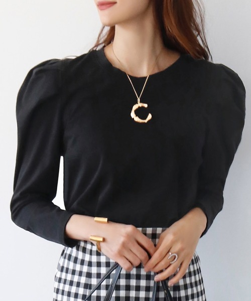 ELFRANK(エルフランク)の「ショルダーギャザーパワーショルダープルオーバー(Tシャツ/カットソー・レディース・ベージュ/ブラック/オフホワイト・FREE)」の10枚目の写真