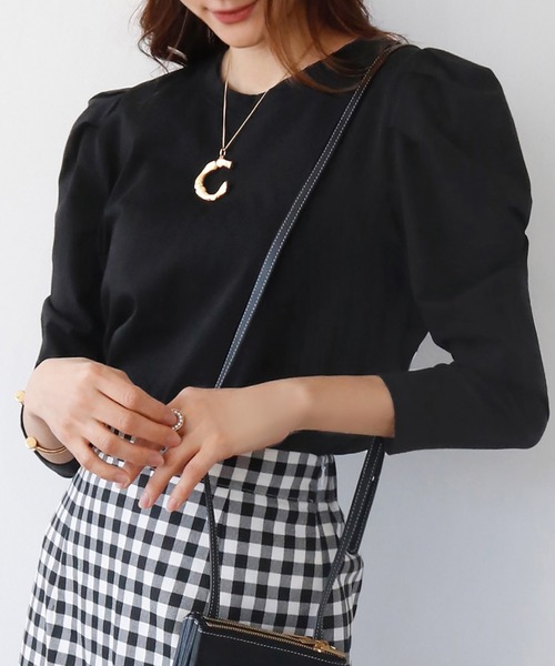 ELFRANK(エルフランク)の「ショルダーギャザーパワーショルダープルオーバー(Tシャツ/カットソー・レディース・ベージュ/ブラック/オフホワイト・FREE)」の8枚目の写真