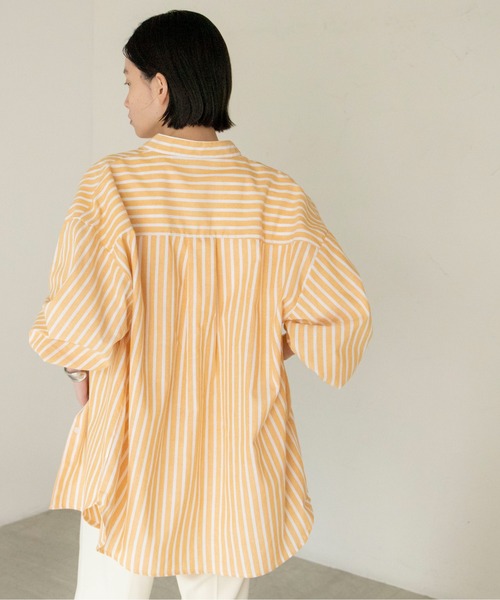 ANGIE（アンジー）の「リネンライクストライプルーズシャツ（シャツ/ブラウス・レディース・ブラック系その他/グリーン系その他/イエロー系その他/ブルー系その他・FREE）」の11枚目の写真