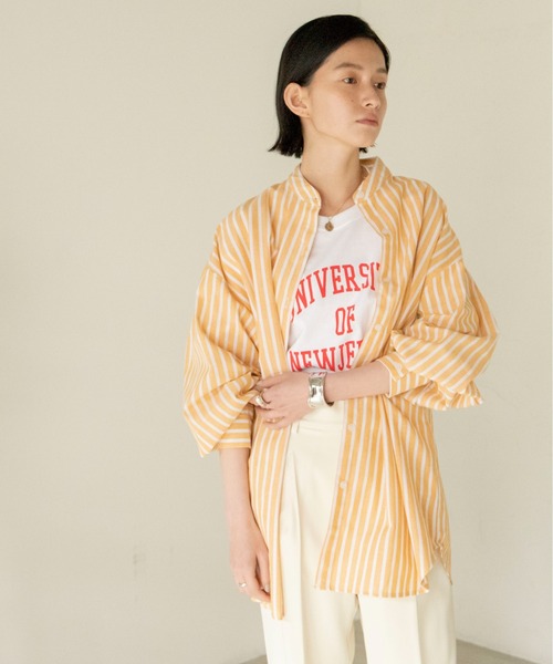 ANGIE（アンジー）の「リネンライクストライプルーズシャツ（シャツ/ブラウス・レディース・ブラック系その他/グリーン系その他/イエロー系その他/ブルー系その他・FREE）」の22枚目の写真