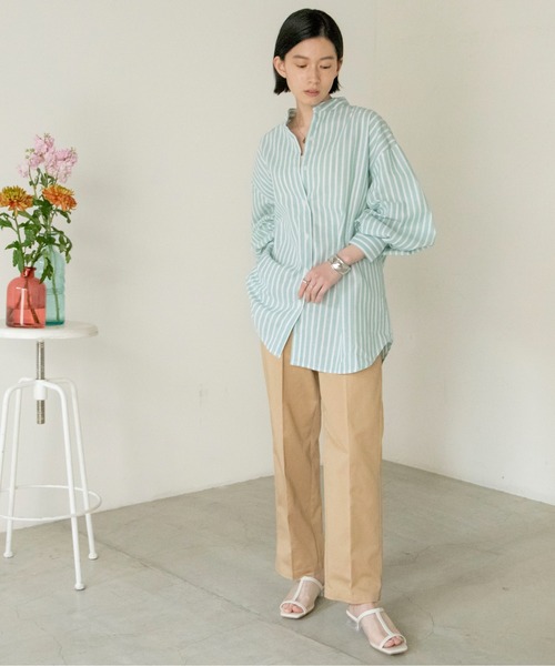 ANGIE（アンジー）の「リネンライクストライプルーズシャツ（シャツ/ブラウス・レディース・ブラック系その他/グリーン系その他/イエロー系その他/ブルー系その他・FREE）」の12枚目の写真