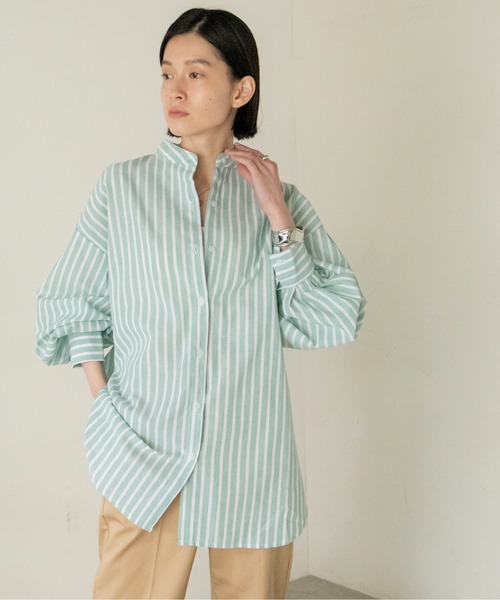 ANGIE（アンジー）の「リネンライクストライプルーズシャツ（シャツ/ブラウス・レディース・ブラック系その他/グリーン系その他/イエロー系その他/ブルー系その他・FREE）」の18枚目の写真