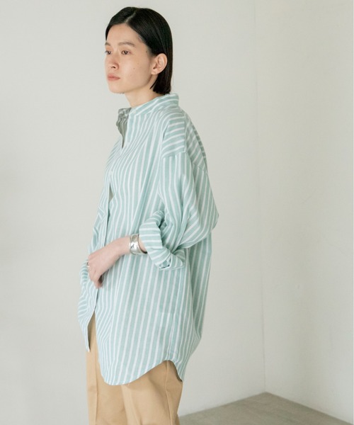 ANGIE（アンジー）の「リネンライクストライプルーズシャツ（シャツ/ブラウス・レディース・ブラック系その他/グリーン系その他/イエロー系その他/ブルー系その他・FREE）」の20枚目の写真