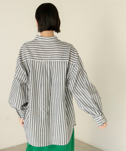 ANGIE（アンジー）の「リネンライクストライプルーズシャツ（シャツ/ブラウス・レディース・ブラック系その他/グリーン系その他/イエロー系その他/ブルー系その他・FREE）」の13枚目の写真