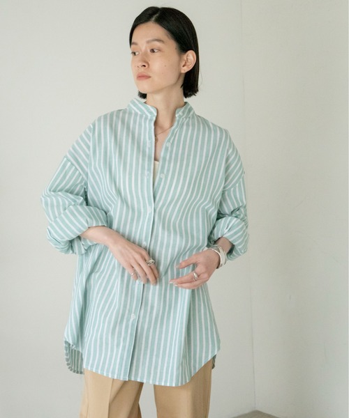 ANGIE（アンジー）の「リネンライクストライプルーズシャツ（シャツ/ブラウス・レディース・ブラック系その他/グリーン系その他/イエロー系その他/ブルー系その他・FREE）」の14枚目の写真