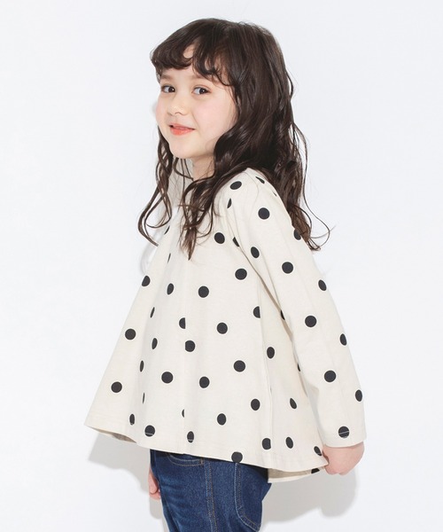 BRANSHES（ブランシェス）の「ドット柄フレアシルエット長袖Tシャツ（Tシャツ/カットソー・キッズ・ラベンダー/アイボリー・100/110/90/120/130）」の2枚目の写真