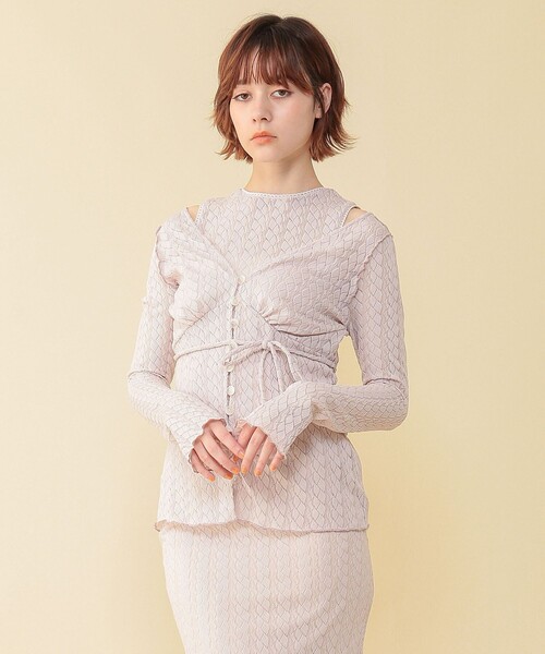 ME COUTURE（ミークチュール）の「レースレイヤードトップス（Tシャツ/カットソー・レディース・オフホワイト/ピンクベージュ・FREE）」の13枚目の写真