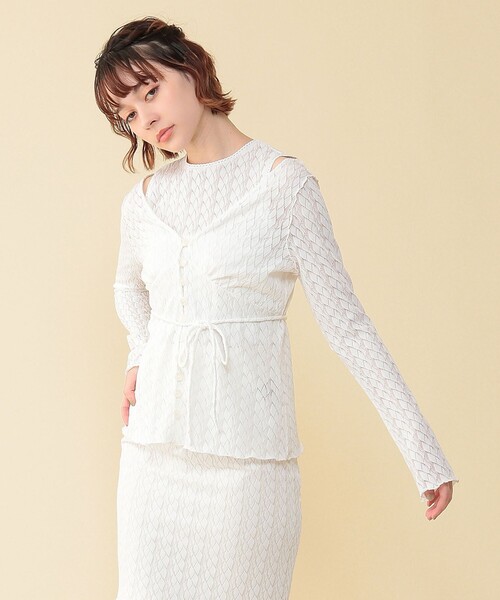 ME COUTURE（ミークチュール）の「レースレイヤードトップス（Tシャツ/カットソー・レディース・オフホワイト/ピンクベージュ・FREE）」の17枚目の写真