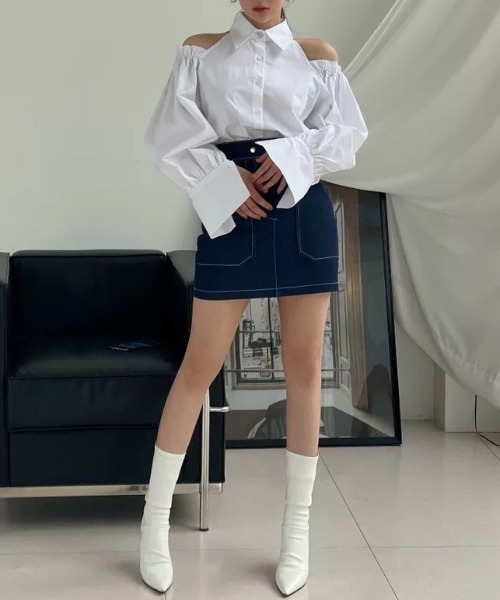 Wefst（ウェスト）の「【Wefst】オープンショルダーブラウス（シャツ/ブラウス・レディース・ホワイト・FREE）」の5枚目の写真