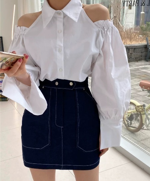 Wefst（ウェスト）の「【Wefst】オープンショルダーブラウス（シャツ/ブラウス・レディース・ホワイト・FREE）」の6枚目の写真