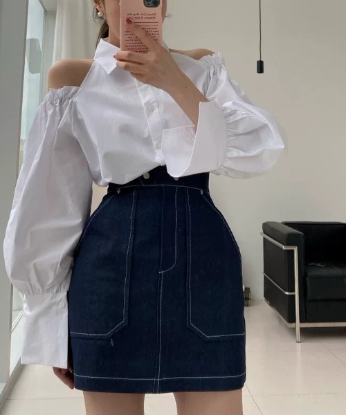 Wefst（ウェスト）の「【Wefst】オープンショルダーブラウス（シャツ/ブラウス・レディース・ホワイト・FREE）」の8枚目の写真