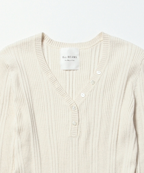 Ray BEAMS（レイビームス）の「Ray BEAMS / パターンリブ ヘンリーネック（その他トップス・レディース・ナチュラル/ブラウン系その他/ネイビー・ONE SIZE）」の18枚目の写真