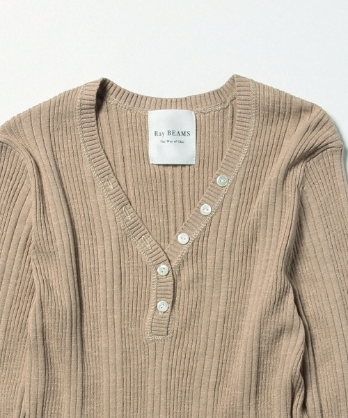 Ray BEAMS（レイビームス）の「Ray BEAMS / パターンリブ ヘンリーネック（その他トップス・レディース・ナチュラル/ブラウン系その他/ネイビー・ONE SIZE）」の22枚目の写真