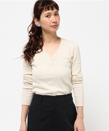 Ray BEAMS | Ray BEAMS / パターンリブ ヘンリーネック(その他トップス)