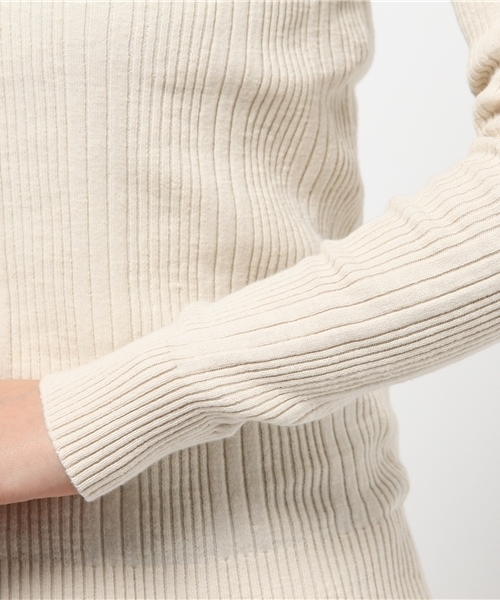 Ray BEAMS（レイビームス）の「Ray BEAMS / パターンリブ ヘンリーネック（その他トップス・レディース・ナチュラル/ブラウン系その他/ネイビー・ONE SIZE）」の8枚目の写真