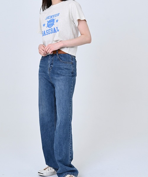me+em select(ミームセレクト)の「BASEBALLロゴショート丈Tシャツ(Tシャツ/カットソー・レディース・スカイブルー/アイボリー/クリーム・FREE)」の9枚目の写真