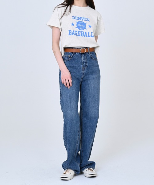 me+em select(ミームセレクト)の「BASEBALLロゴショート丈Tシャツ(Tシャツ/カットソー・レディース・スカイブルー/アイボリー/クリーム・FREE)」の13枚目の写真