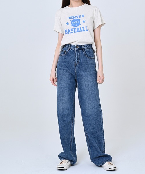 me+em select(ミームセレクト)の「BASEBALLロゴショート丈Tシャツ(Tシャツ/カットソー・レディース・スカイブルー/アイボリー/クリーム・FREE)」の15枚目の写真