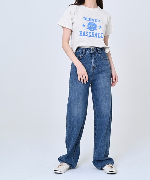 me+em select(ミームセレクト)の「BASEBALLロゴショート丈Tシャツ(Tシャツ/カットソー・レディース・スカイブルー/アイボリー/クリーム・FREE)」の16枚目の写真