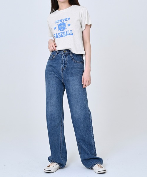 me+em select(ミームセレクト)の「BASEBALLロゴショート丈Tシャツ(Tシャツ/カットソー・レディース・スカイブルー/アイボリー/クリーム・FREE)」の17枚目の写真