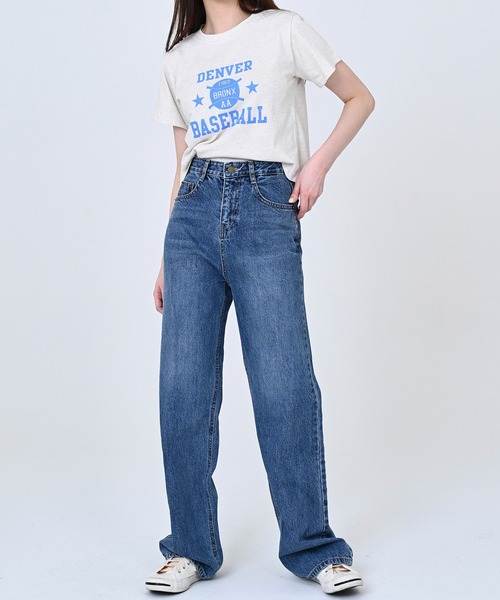 me+em select(ミームセレクト)の「BASEBALLロゴショート丈Tシャツ(Tシャツ/カットソー・レディース・スカイブルー/アイボリー/クリーム・FREE)」の19枚目の写真