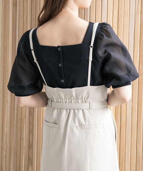 mysty woman(ミスティウーマン)の「シアースリーブ2WAYプルオーバー 285715(Tシャツ/カットソー・レディース・ブラック/オフホワイト/グレイッシュベージュ・FREE)」の9枚目の写真
