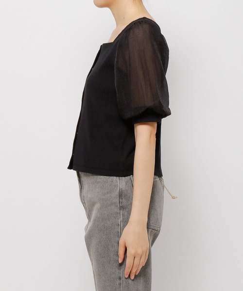 mysty woman(ミスティウーマン)の「シアースリーブ2WAYプルオーバー 285715(Tシャツ/カットソー・レディース・ブラック/オフホワイト/グレイッシュベージュ・FREE)」の11枚目の写真