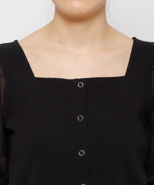 mysty woman(ミスティウーマン)の「シアースリーブ2WAYプルオーバー 285715(Tシャツ/カットソー・レディース・ブラック/オフホワイト/グレイッシュベージュ・FREE)」の13枚目の写真