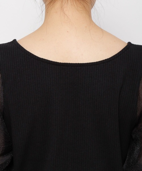 mysty woman(ミスティウーマン)の「シアースリーブ2WAYプルオーバー 285715(Tシャツ/カットソー・レディース・ブラック/オフホワイト/グレイッシュベージュ・FREE)」の16枚目の写真