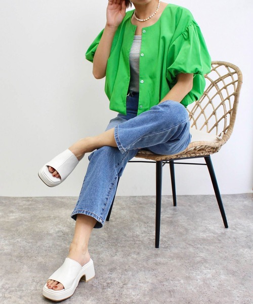 MLI'A（エムリア）の「2WAYボリューム袖ブラウス（シャツ/ブラウス・レディース・オフホワイト/グリーン/ピンク・M）」の15枚目の写真