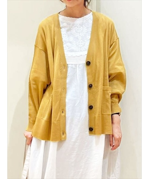 Samansa Mos2（サマンサ モスモス）の「【マシンウォッシャブル】Vネックニットカーディガン（カーディガン/ボレロ・レディース・キナリ/イエロー/グリーン/ブルー/ピンク/チャコール・ﾌﾘ-）」の6枚目の写真