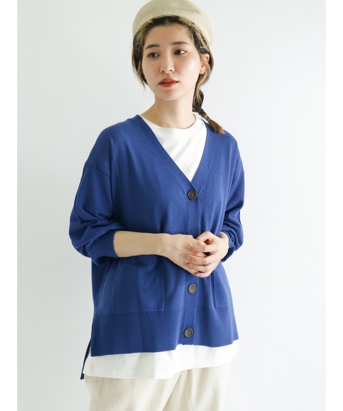 Samansa Mos2（サマンサ モスモス）の「【マシンウォッシャブル】Vネックニットカーディガン（カーディガン/ボレロ・レディース・キナリ/イエロー/グリーン/ブルー/ピンク/チャコール・ﾌﾘ-）」の5枚目の写真