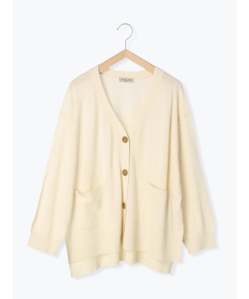 Samansa Mos2（サマンサ モスモス）の「【マシンウォッシャブル】Vネックニットカーディガン（カーディガン/ボレロ・レディース・キナリ/イエロー/グリーン/ブルー/ピンク/チャコール・ﾌﾘ-）」の2枚目の写真