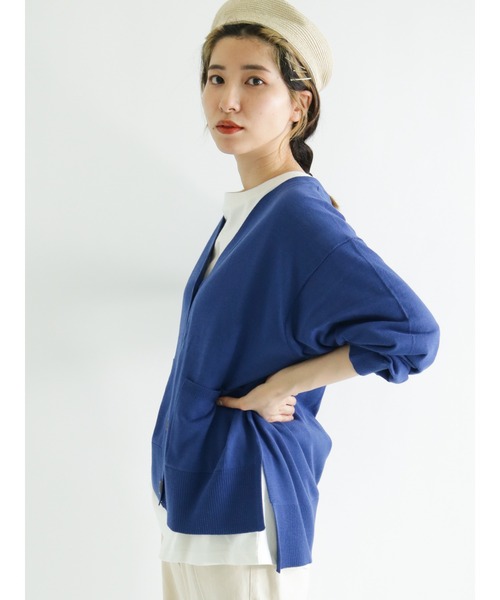 Samansa Mos2（サマンサ モスモス）の「【マシンウォッシャブル】Vネックニットカーディガン（カーディガン/ボレロ・レディース・キナリ/イエロー/グリーン/ブルー/ピンク/チャコール・ﾌﾘ-）」の18枚目の写真