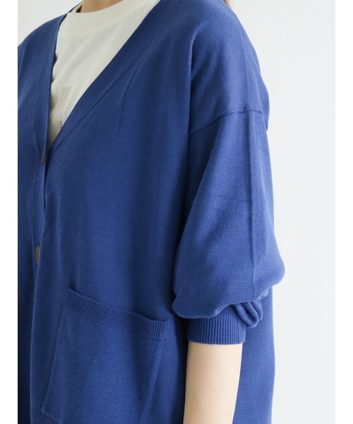 Samansa Mos2（サマンサ モスモス）の「【マシンウォッシャブル】Vネックニットカーディガン（カーディガン/ボレロ・レディース・キナリ/イエロー/グリーン/ブルー/ピンク/チャコール・ﾌﾘ-）」の12枚目の写真