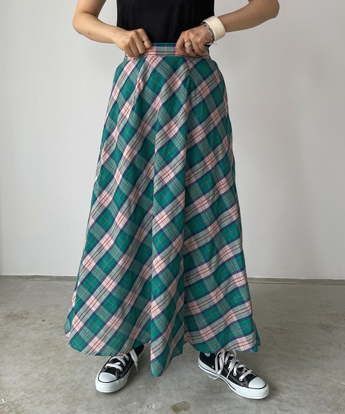210nouve（トゥージュヌーブ）の「フレアチェックスカート（スカート・レディース・ピンク/オレンジ/グリーン・FREE）」の7枚目の写真