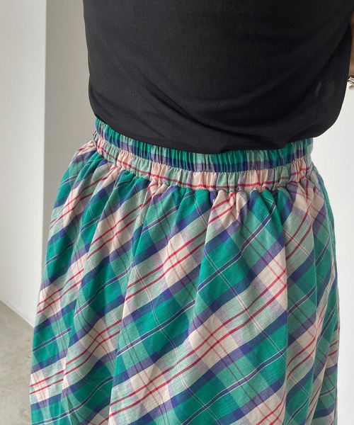 210nouve（トゥージュヌーブ）の「フレアチェックスカート（スカート・レディース・ピンク/オレンジ/グリーン・FREE）」の14枚目の写真