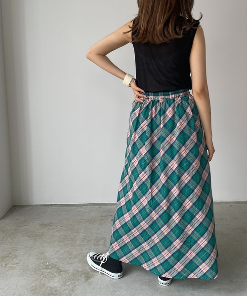 210nouve（トゥージュヌーブ）の「フレアチェックスカート（スカート・レディース・ピンク/オレンジ/グリーン・FREE）」の19枚目の写真