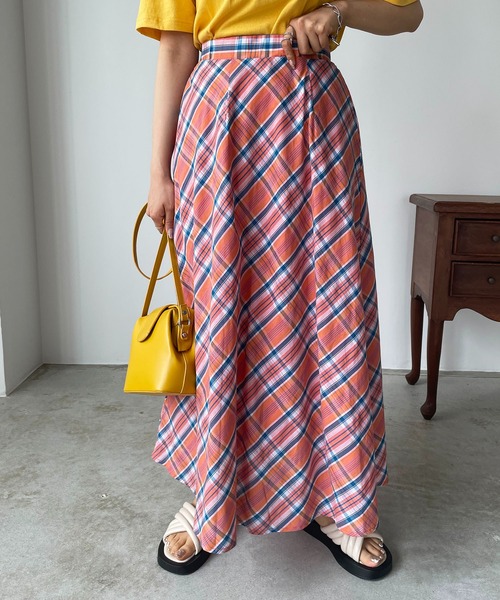 210nouve（トゥージュヌーブ）の「フレアチェックスカート（スカート・レディース・ピンク/オレンジ/グリーン・FREE）」の11枚目の写真