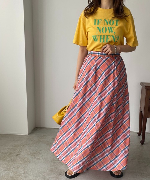 210nouve（トゥージュヌーブ）の「フレアチェックスカート（スカート・レディース・ピンク/オレンジ/グリーン・FREE）」の9枚目の写真