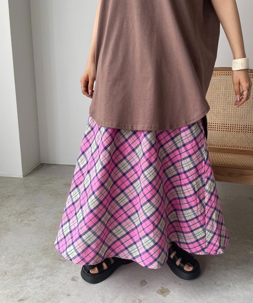210nouve（トゥージュヌーブ）の「フレアチェックスカート（スカート・レディース・ピンク/オレンジ/グリーン・FREE）」の12枚目の写真