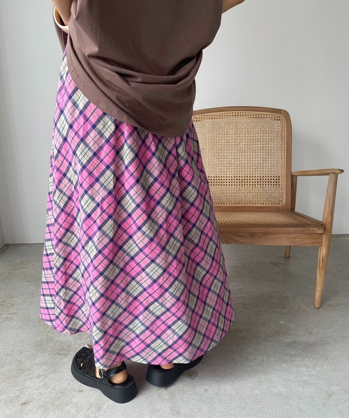 210nouve（トゥージュヌーブ）の「フレアチェックスカート（スカート・レディース・ピンク/オレンジ/グリーン・FREE）」の17枚目の写真