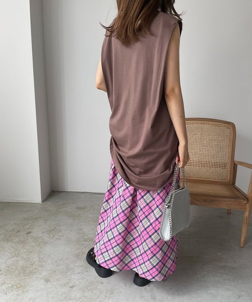 210nouve（トゥージュヌーブ）の「フレアチェックスカート（スカート・レディース・ピンク/オレンジ/グリーン・FREE）」の6枚目の写真