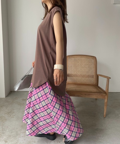 210nouve（トゥージュヌーブ）の「フレアチェックスカート（スカート・レディース・ピンク/オレンジ/グリーン・FREE）」の15枚目の写真