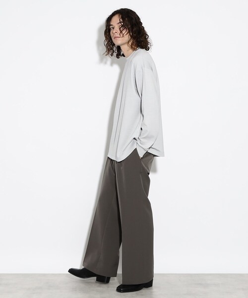 tk.TAKEO KIKUCHI(ティーケータケオキクチ)の「ウールナイロンミラノリブクルーニットソー(Tシャツ/カットソー・メンズ・ライトブルー/ダークグリーン/ダークブラウン/オフホワイト/グリーン/ブラック/グレー系/ダークグレー・01/02/03/04/05)」の9枚目の写真